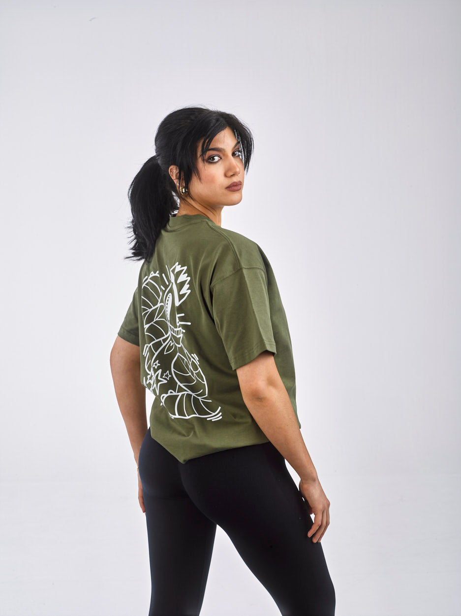 WILLIAM T-Shirt X OIBELART King Move Dark Green - Whtie