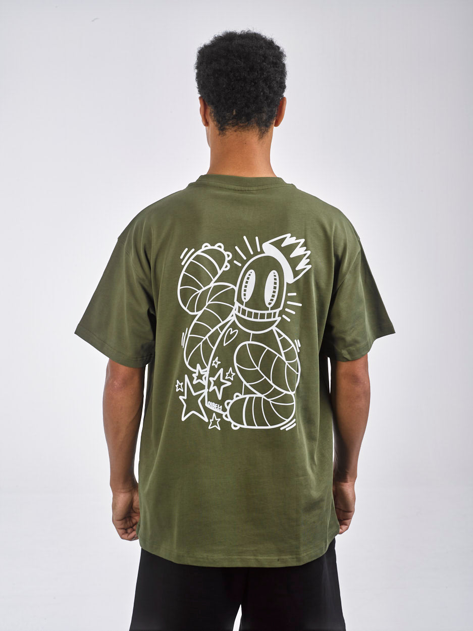 WILLIAM T-Shirt X OIBELART King Move Dark Green - White