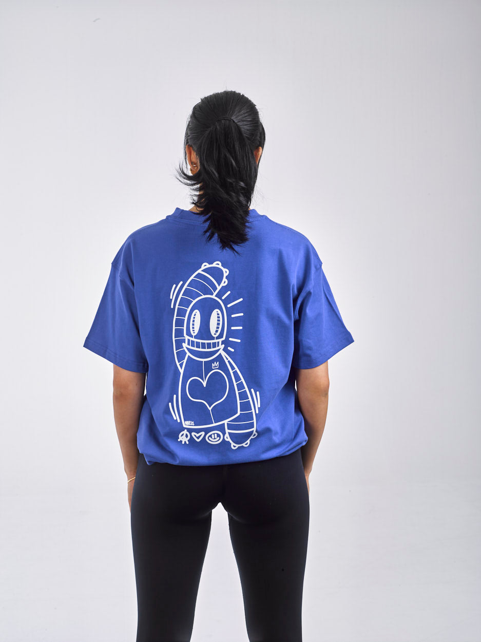 WILLIAM T-Shirt X OIBELART Peace  Love and Happyness Dark Blue - Dark Blue