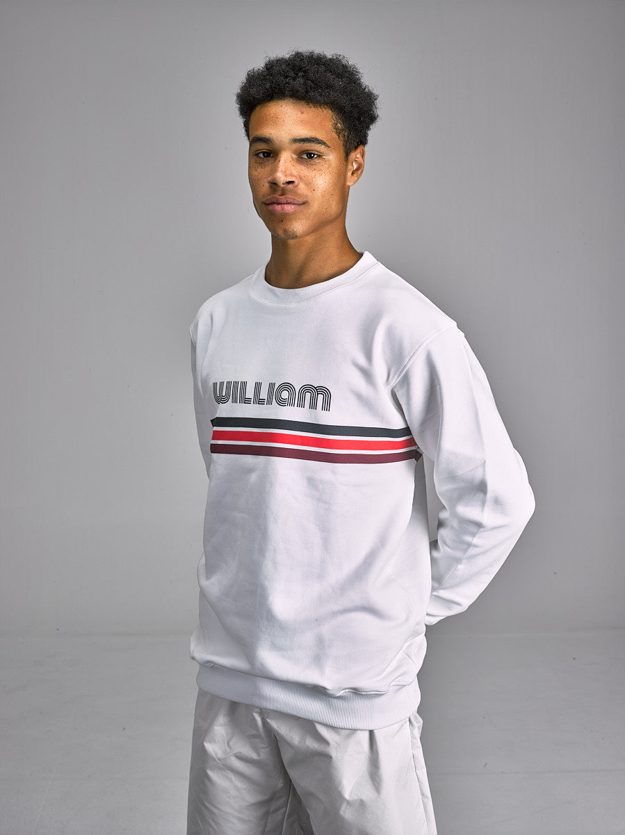 WILLIAM Crewneck Retro White - Stripes