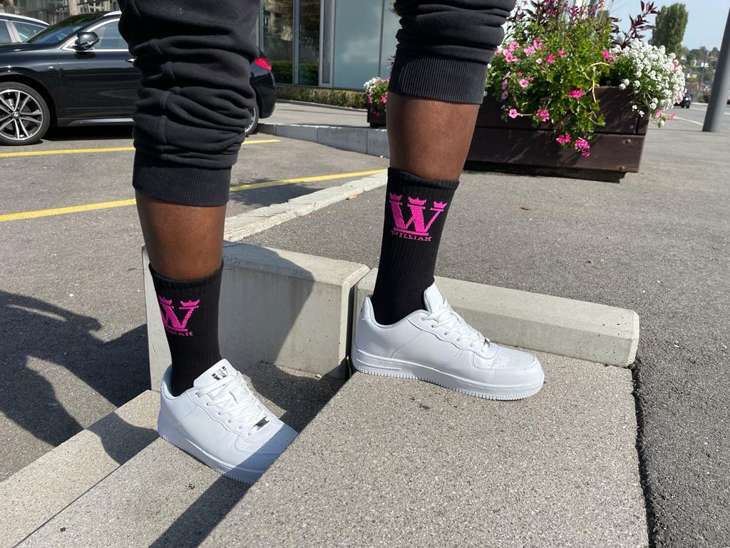 WILLIAM Socks Black - Neon Pink