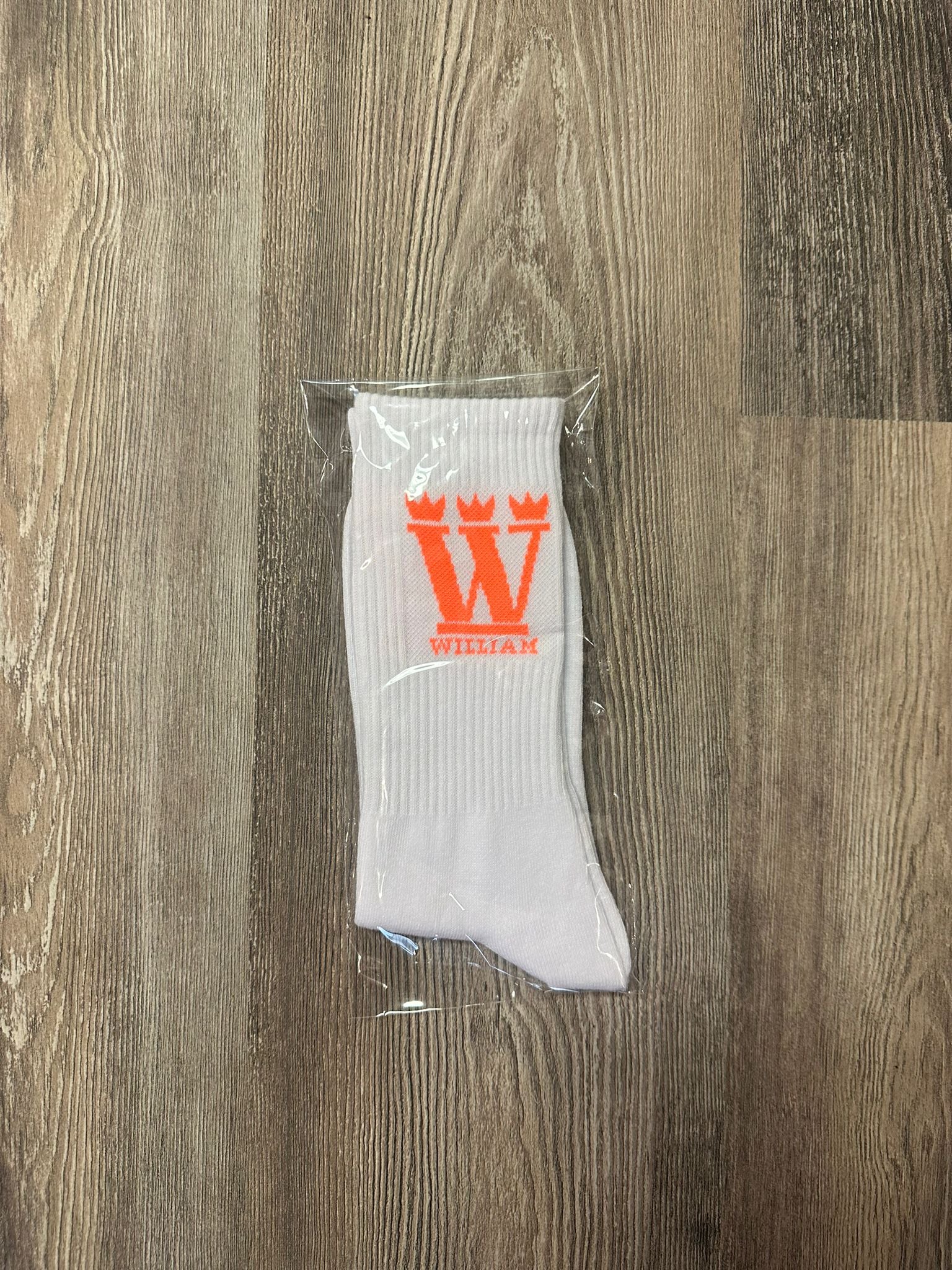 WILLIAM Socks White - Neon Orange