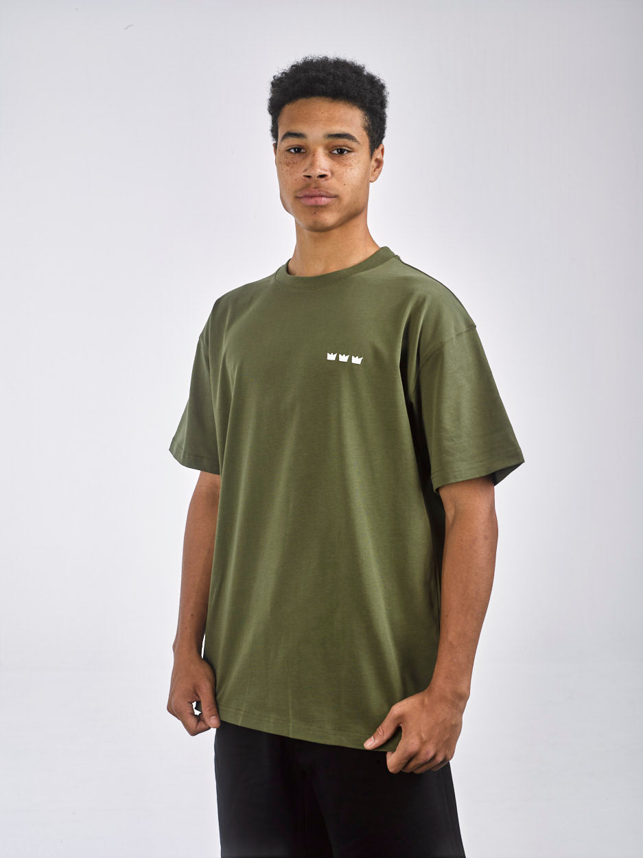 WILLIAM T-Shirt X OIBELART King Move Dark Green - Whtie