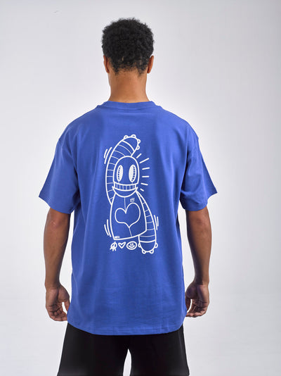 WILLIAM T-Shirt X OIBELART Peace  Love and Happyness Dark Blue - Dark Blue