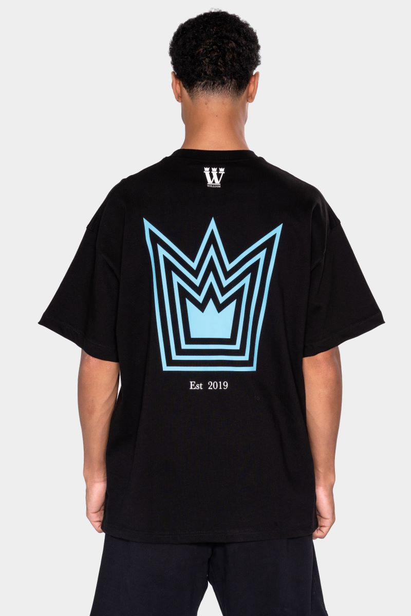 WILLIAM T-Shirt Black - Turquoise