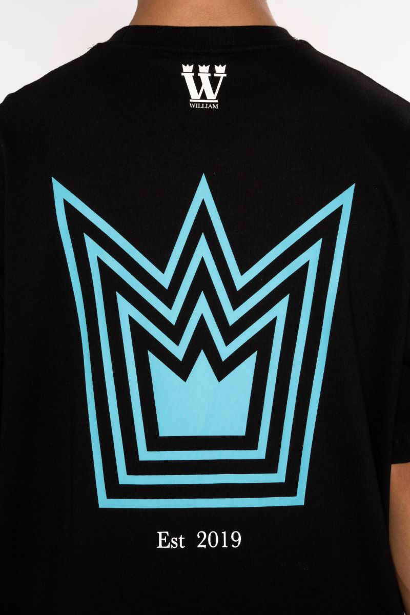 WILLIAM T-Shirt Black - Turquoise