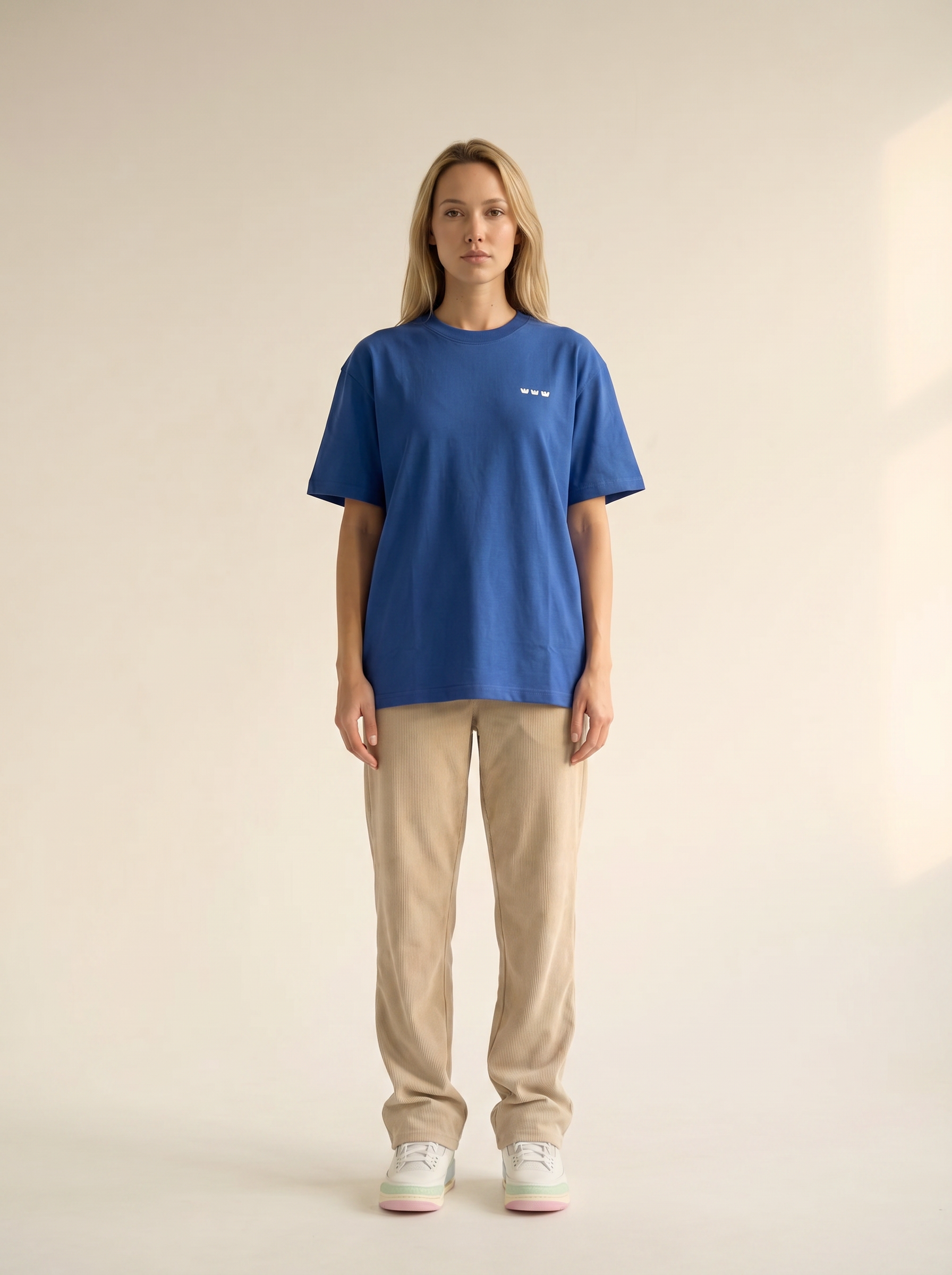 WILLIAM T-SHIRT BLUE HEAVY - WHITE