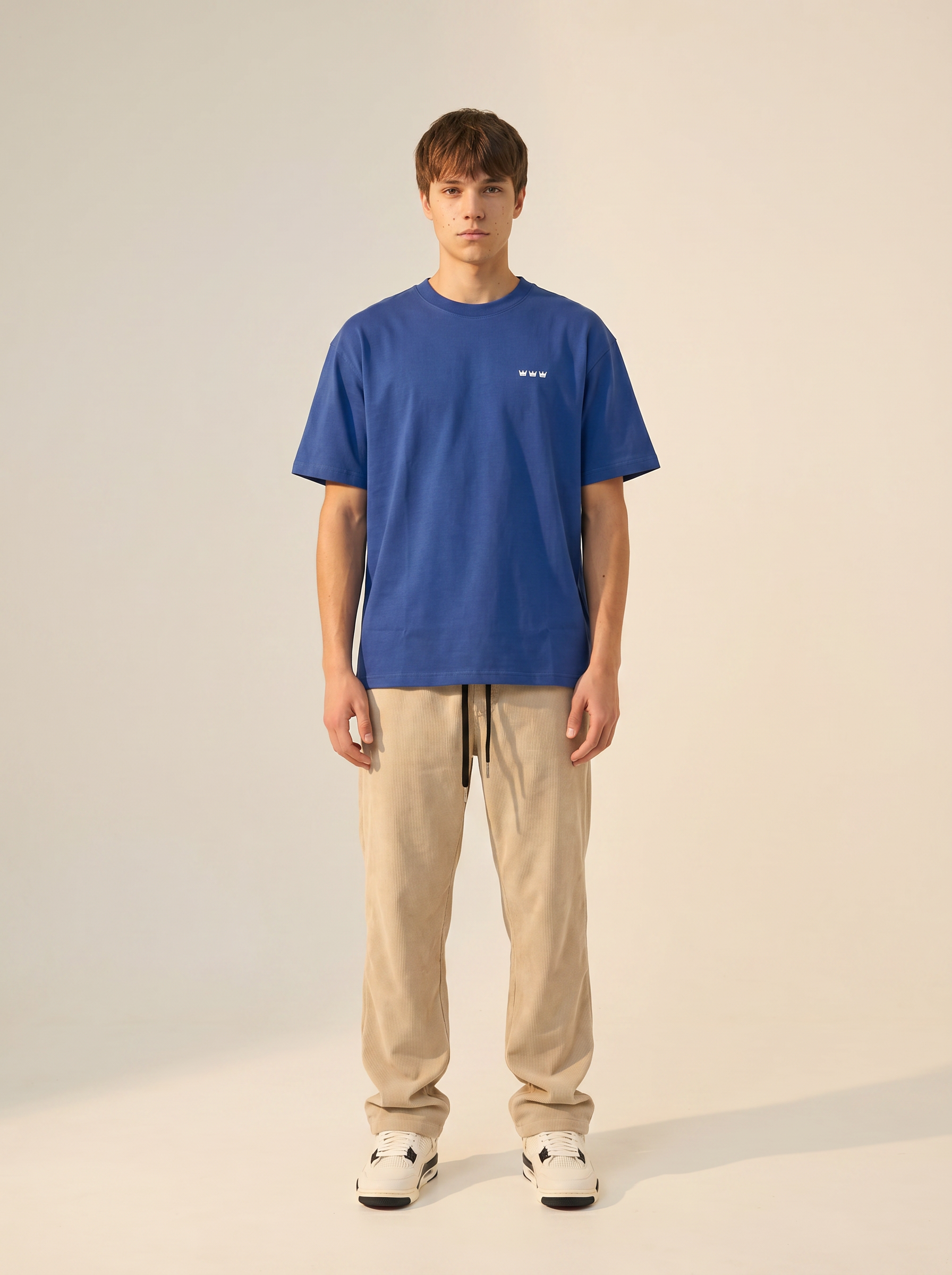 WILLIAM T-SHIRT BLUE HEAVY - WHITE