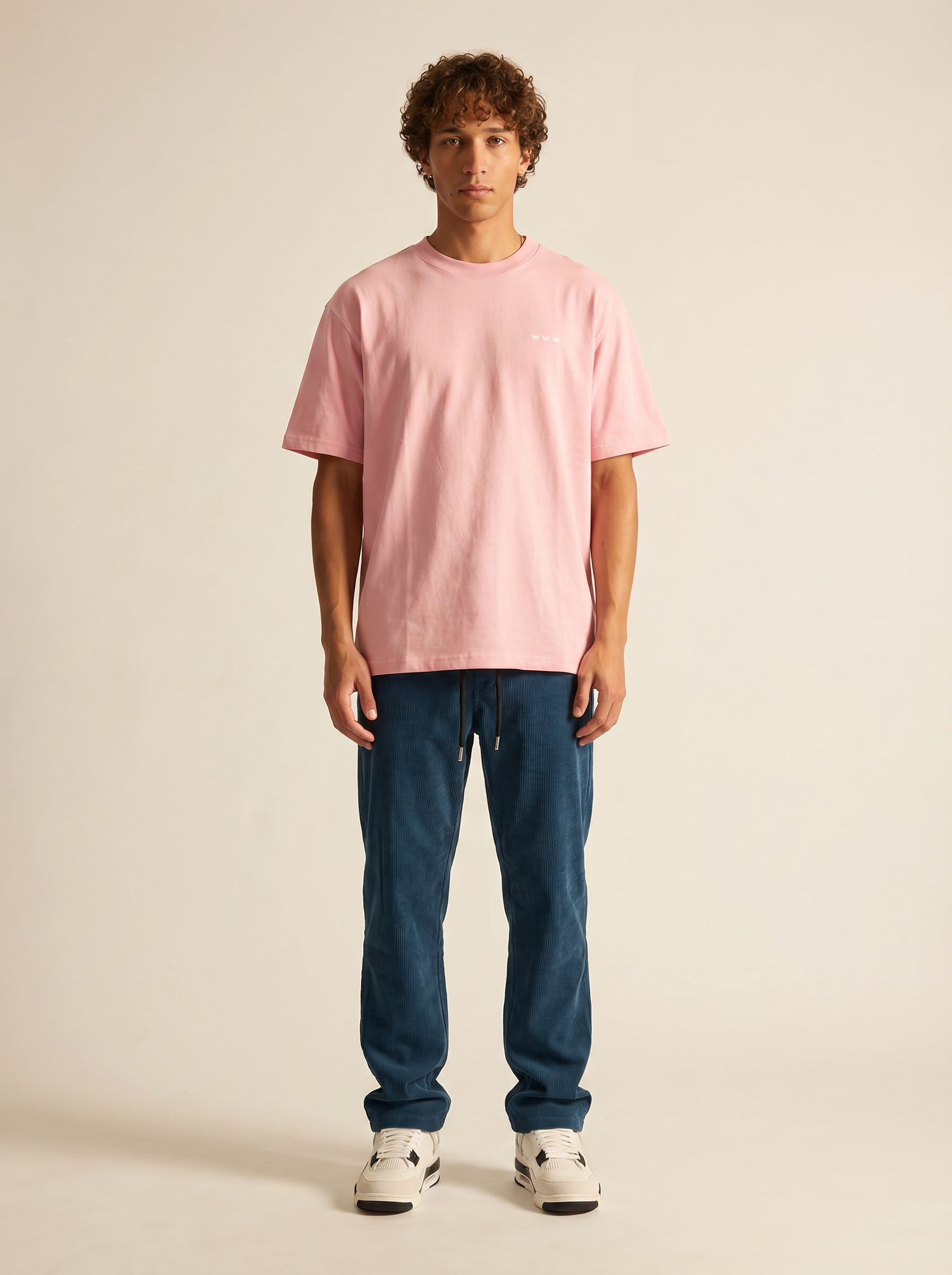 WILLIAM T-SHIRT PINK HEAVY - WHITE