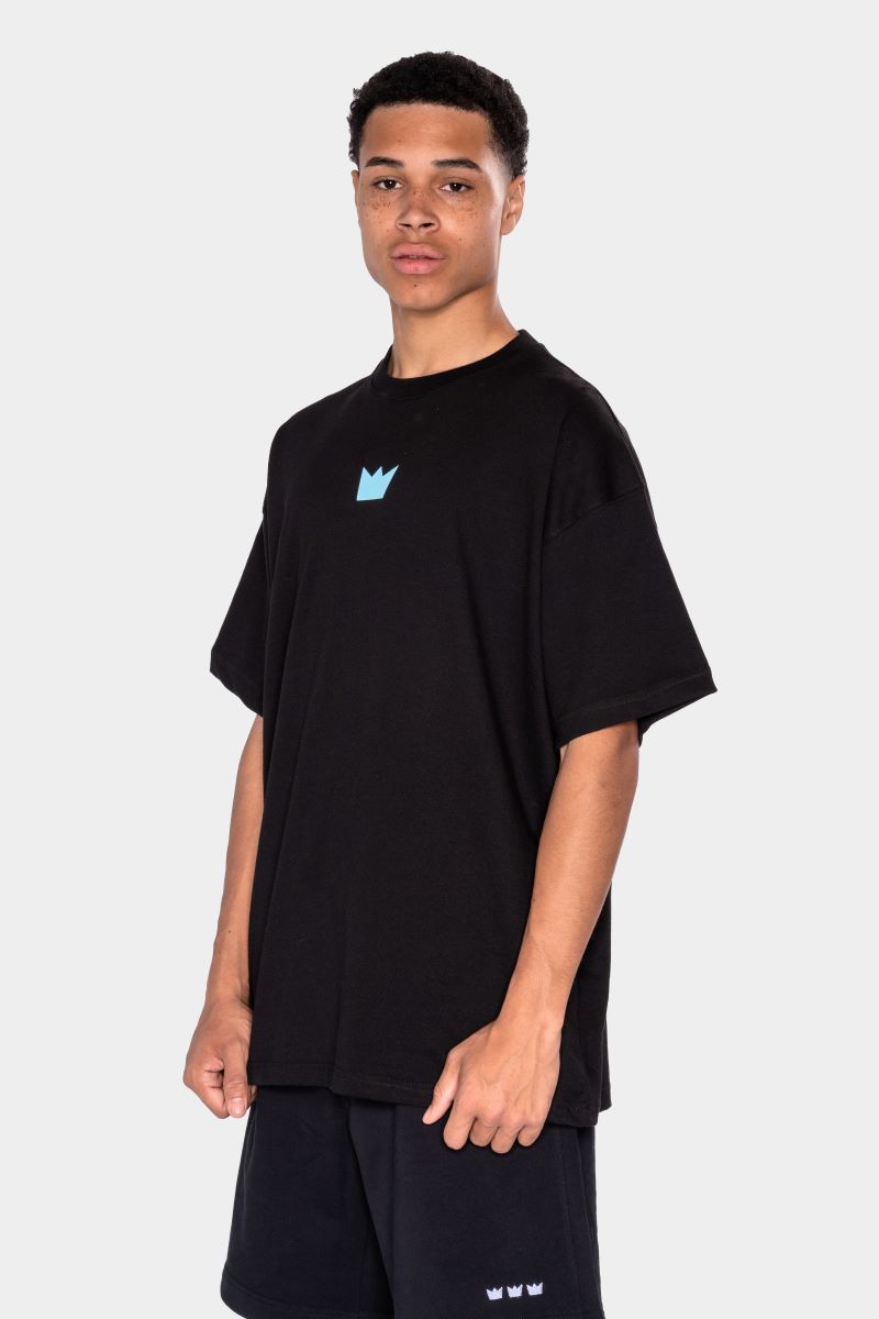 WILLIAM T-Shirt Black - Turquoise