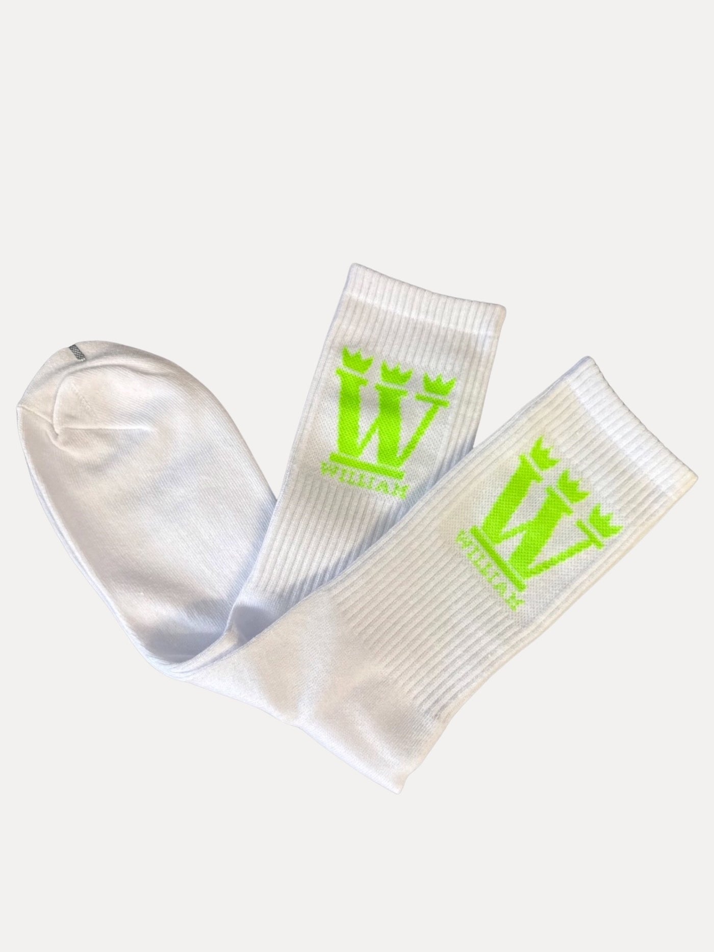 WILLIAM Socks White - Neon Green