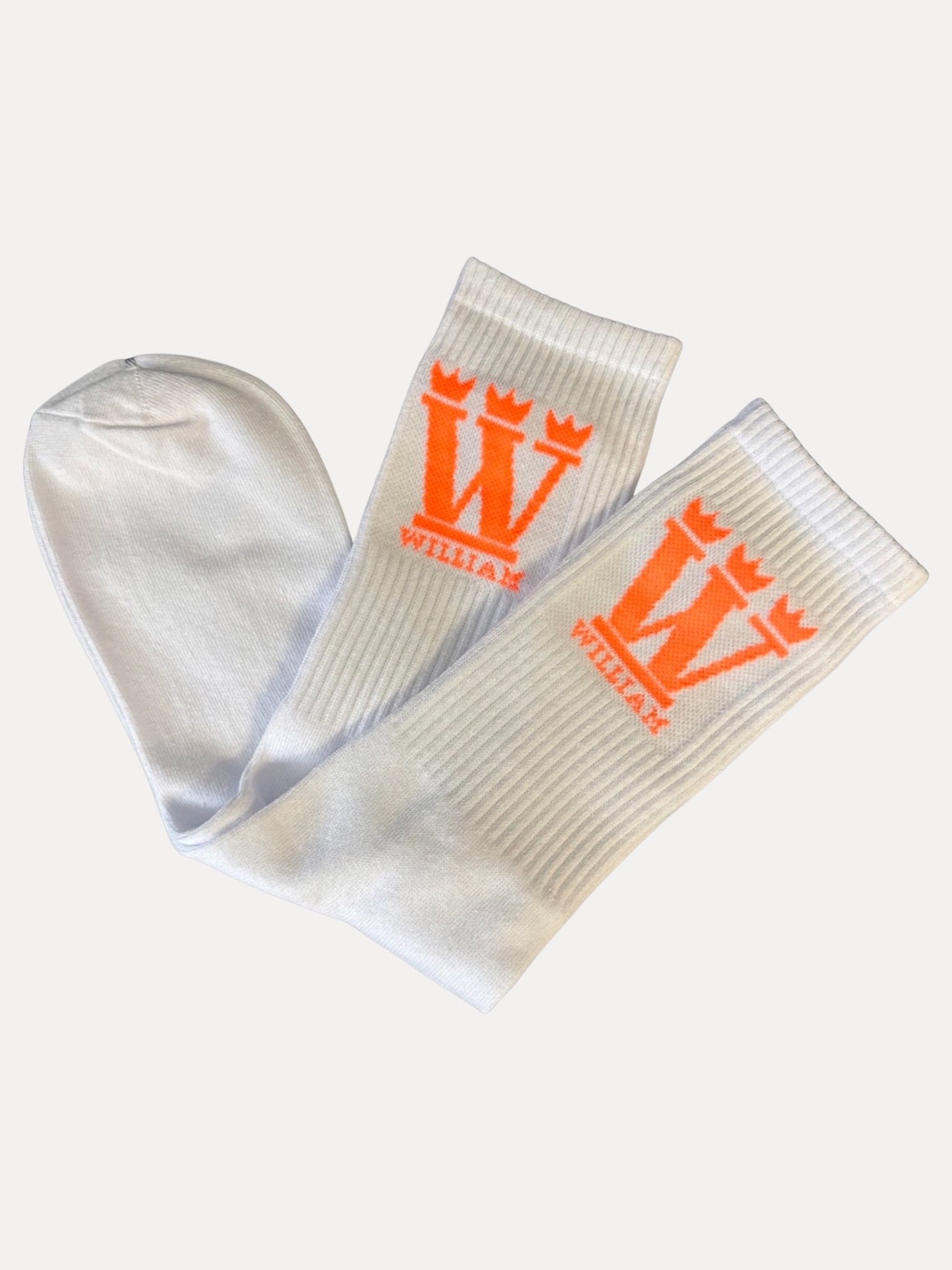 WILLIAM Socks White - Neon Orange