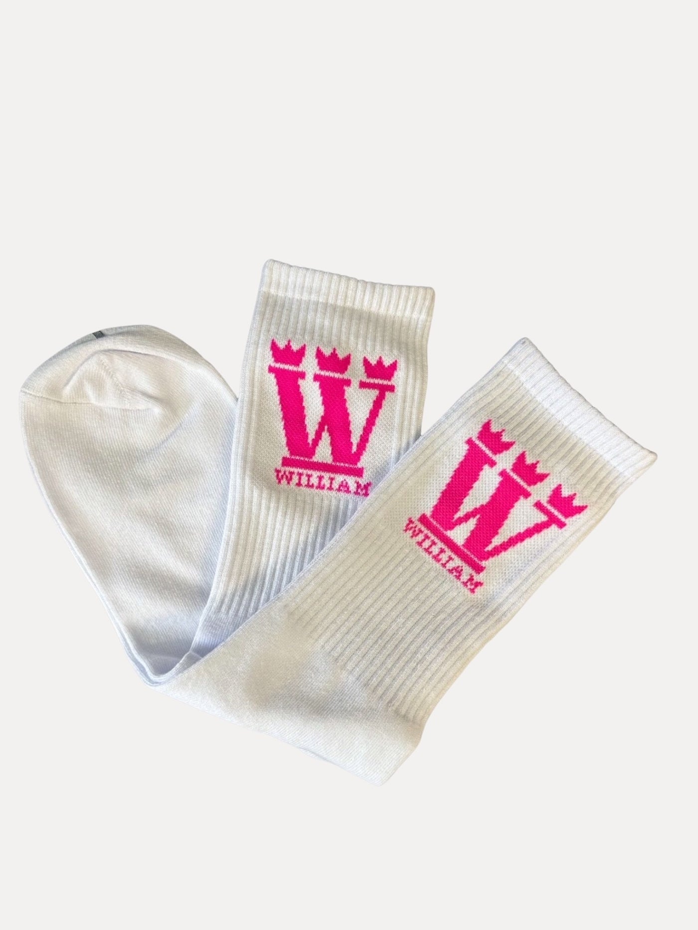 WILLIAM Socks White - Neon Pink