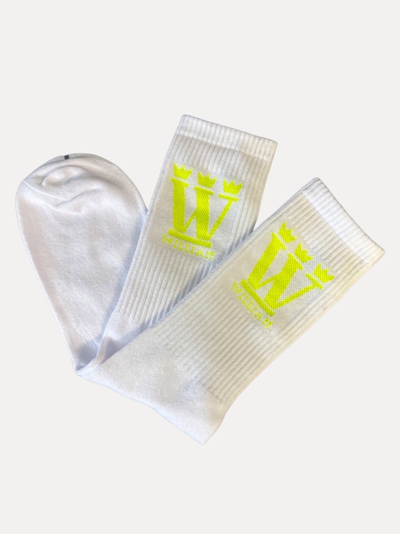 WILLIAM Socks White - Neon Yellow Glow in the Dark