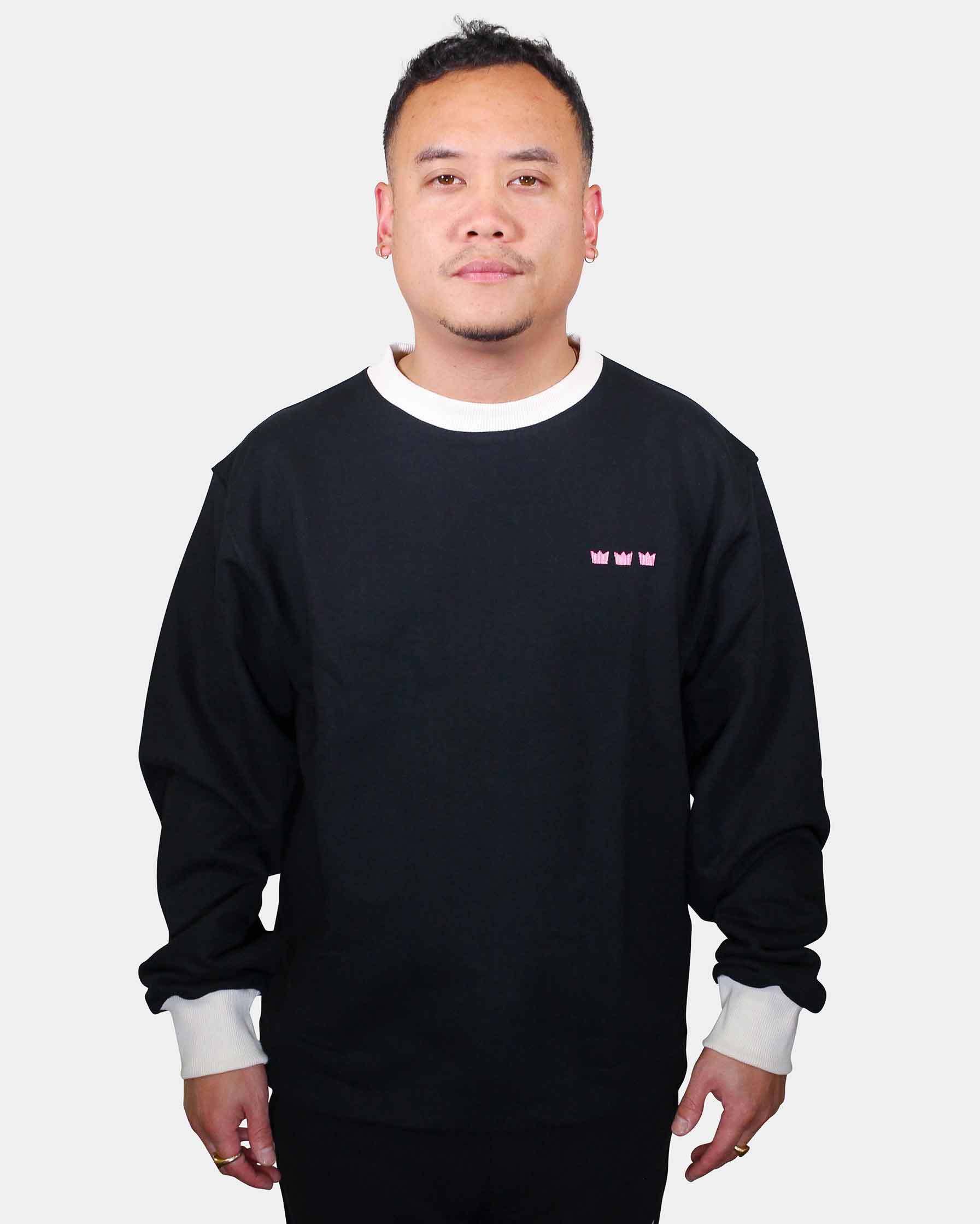 WILLIAM Crewneck Black - Light Pink