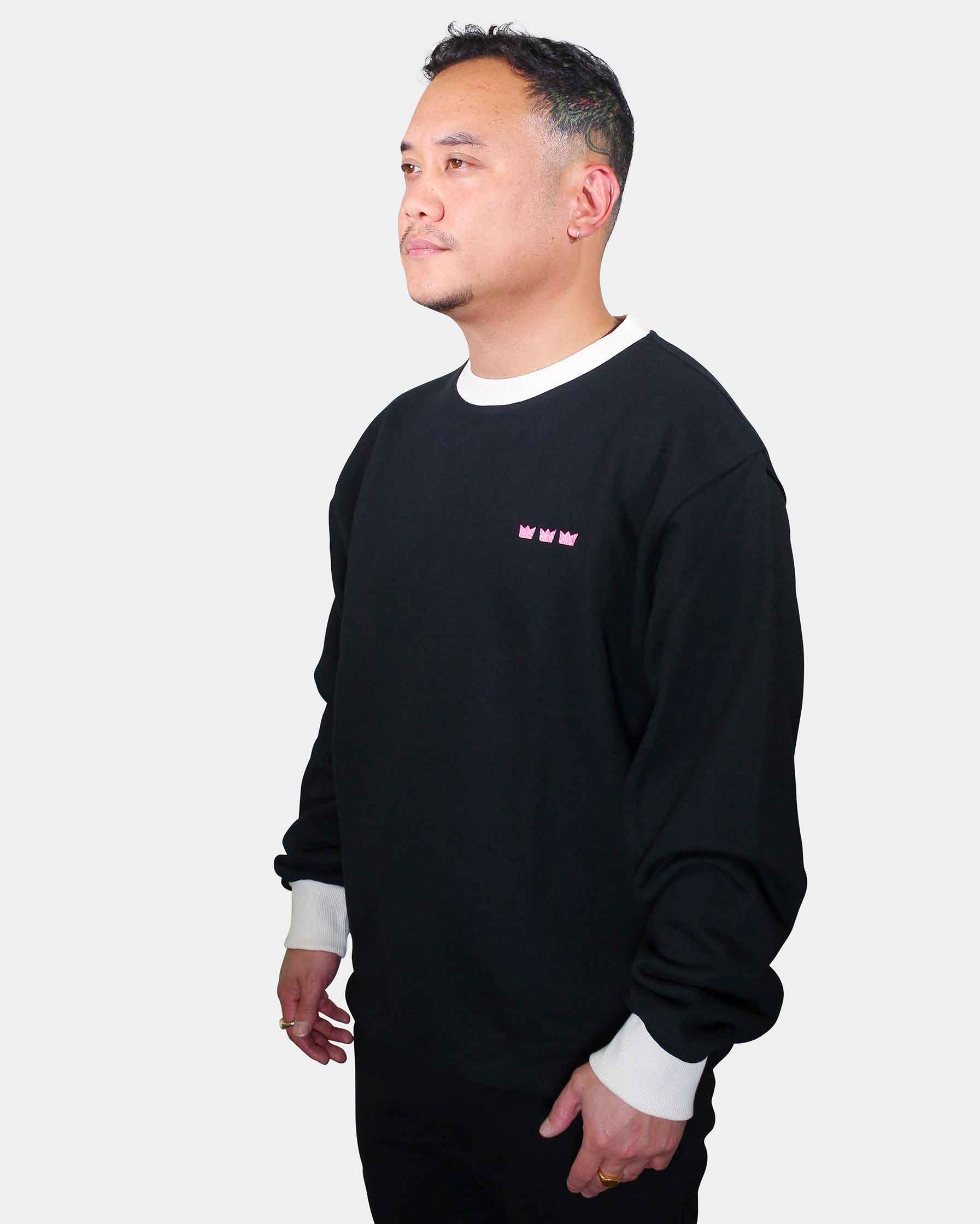 WILLIAM Crewneck Black - Light Pink