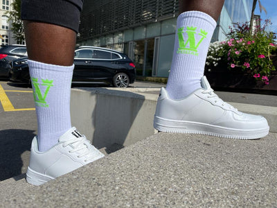 WILLIAM Socks White - Neon Green