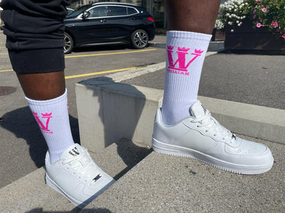 WILLIAM Socks White - Neon Pink